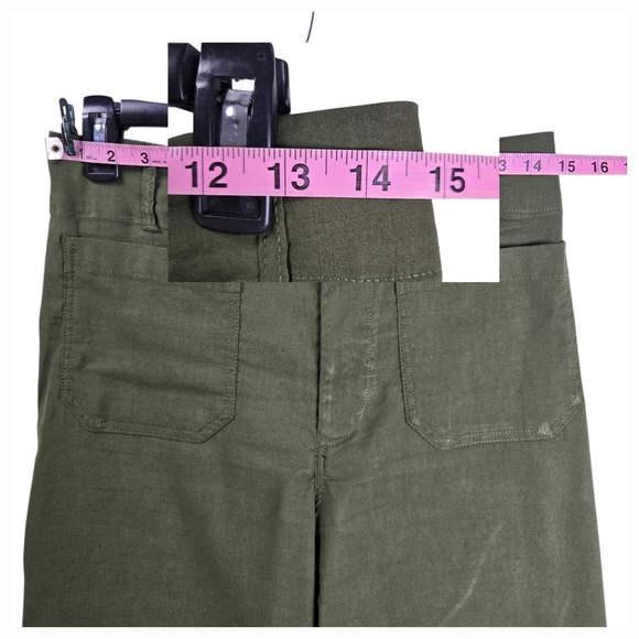 Anthropologie Maeve The Colette Crop Wide-Leg Pants Olive Green - Picture 10 of 14